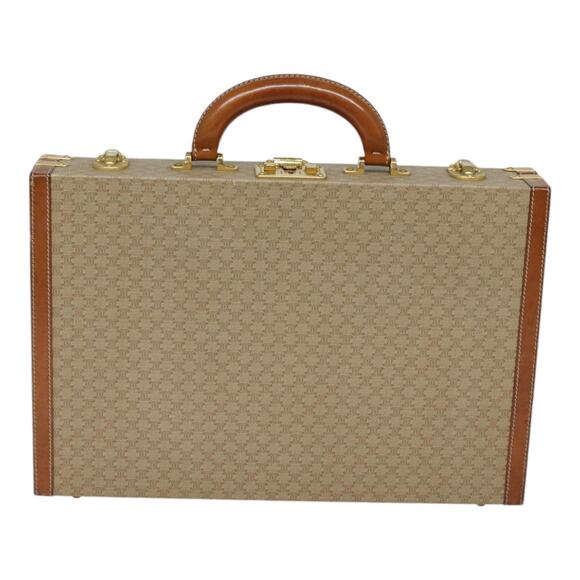 CELINE Macadam Canvas Attache Case Beige Brown Gold - Picture 2 of 13